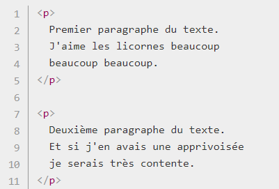 code balise p