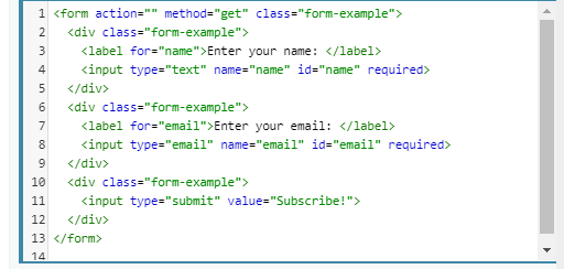 exemple de code HTML de formulaire